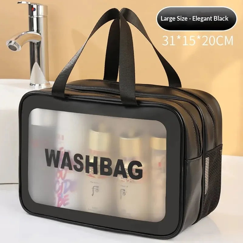 Homefish Large Capacity Transparent Dry Wet Separation Double-Layer Washbag Frosted Travel Portable