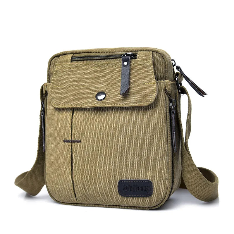 Men S Casual Crossbody Bag Wear-Resistant Canvas Shoulder Bag Large-Capacity Outdoor
