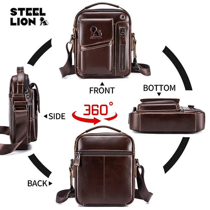Sporty Durable Hand-Held Crossbody Bag Top Layer Cowhide