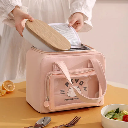 Cartoon Bento Bag Hand-Held Japanese-Style Cute Girl Insulated Bag Lunch Box Bag Students At Work