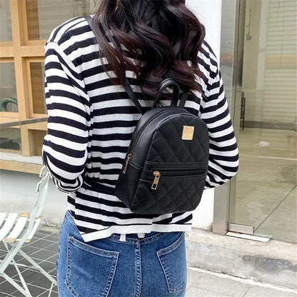 Mini PU Leather Quilted Backpack Women's Crossbody Bag