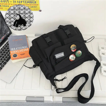 Waterproof Canvas Messenger Bag – Multi-Pocket Crossbody