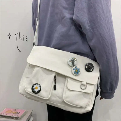 Canvas Crossbody Messenger Bag – Casual Shoulder Bag for Girls