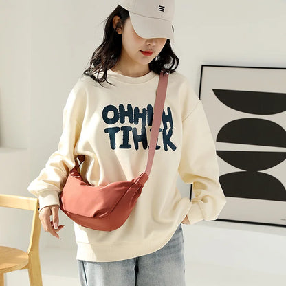 Ladies Single-Shoulder Crossbody Bag Nylon Fabric Bag Women S Bag Korean Style Simple Solid Color