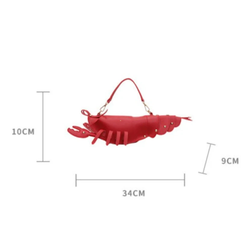 Young Girls Lobster Shape Crossbody Bag Solid Color Pu Leather Handbag Cute Creative Funny Casual