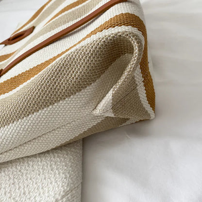 Raffia Summer Bags Woman Stripe Designer Shoulder Crossbody Shopper Storage Bag Women Casual Canvas