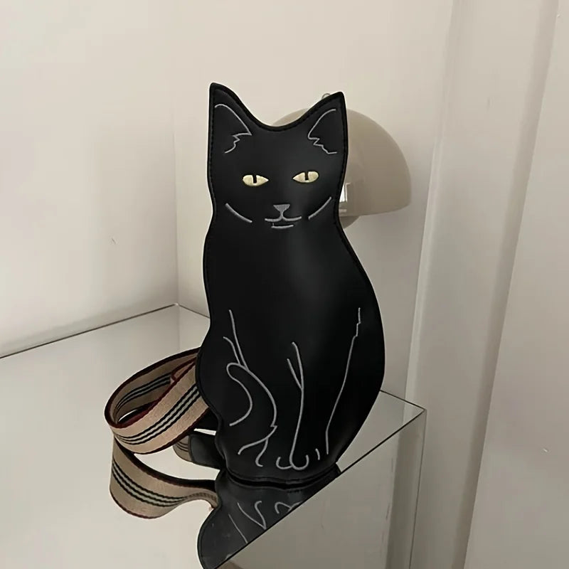 Black Cat Crossbody Bag – Novelty PU Leather Women's Purse