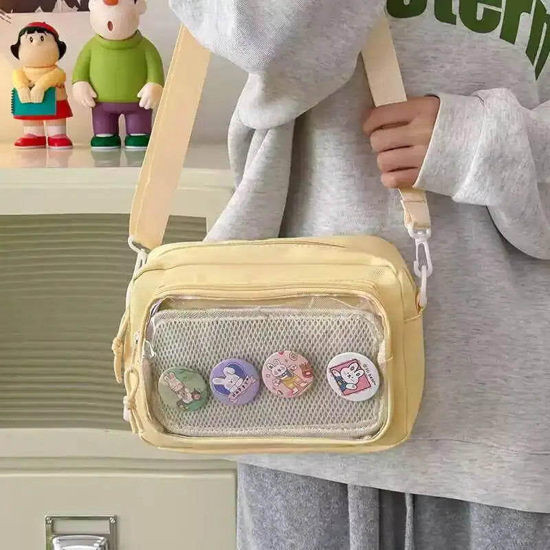 Mini Ita Crossbody Bag – Transparent Pocket Small Shoulder Bag for Badge Display