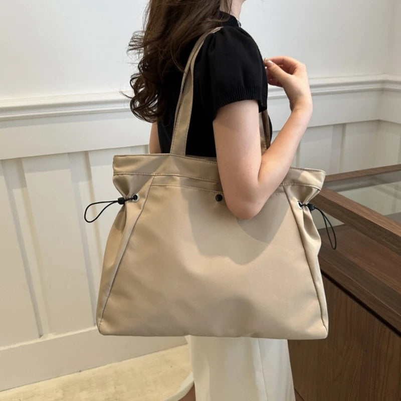 Canvas Drawstring Tote Bag – Large Capacity Casual Shoulder Bag