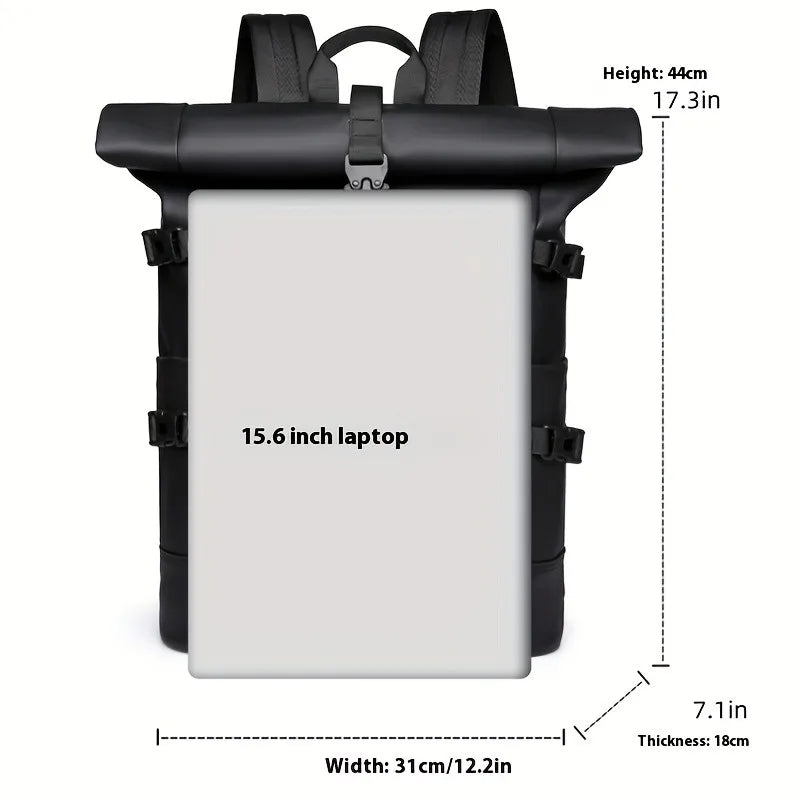 Roll-Top Travel Backpack for Men – Large Capacity Bag