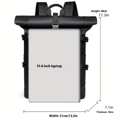 Roll-Top Travel Backpack for Men – Large Capacity Bag