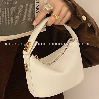 Gold Turn Lock Crossbody Shoulder Bag for Women