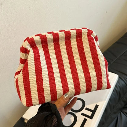 Large Capacity Striped Beach Cloud Bag Women Summer Woven Crochet Shell Portable S Handbag Purse