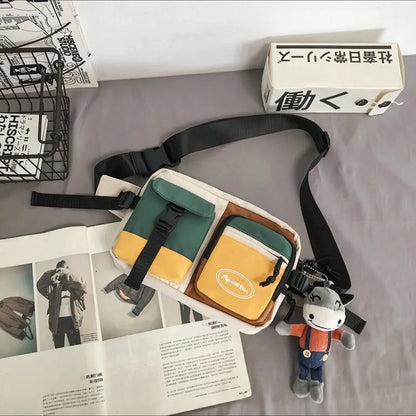 Men S Shoulder Bag Cross Body Casual Hip Hop Trend Chest Personality Canvas Sports Waist