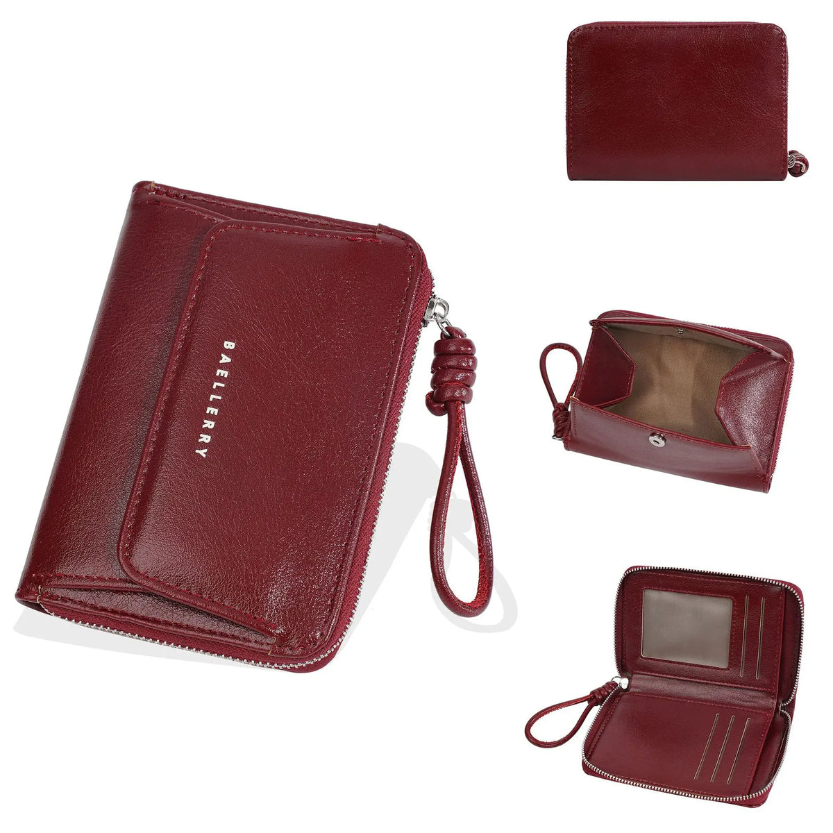 Japanese-Style Coin Pocket Card Holder Oil-Wax Leather Hand-Held Ladies Wallet