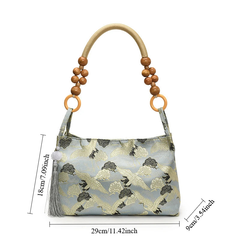 Shoulder Bags Tassel Decoration Embroidered National Style Hasp Sewing Thread Spring Women S