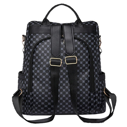 Multi-Color Checkered Casual Backpack Versatile Multi-Compartment