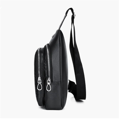 Men's Crossbody Sling Bag – Crocodile Pattern PU Leather Chest Bag