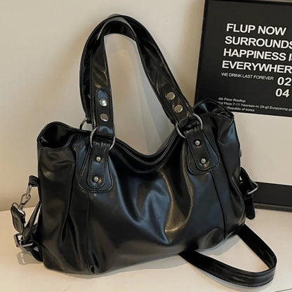 Large Capacity Retro Leather Shoulder Bag for Women