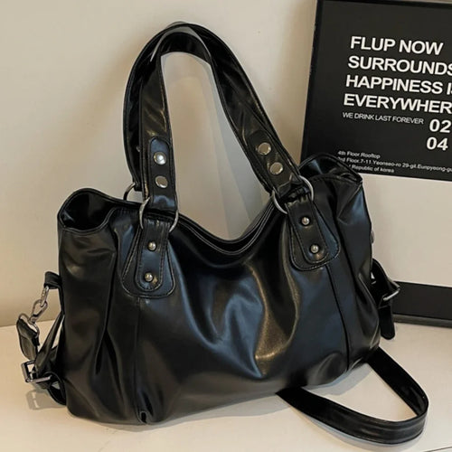 Large Capacity Retro Leather Shoulder Bag for Women