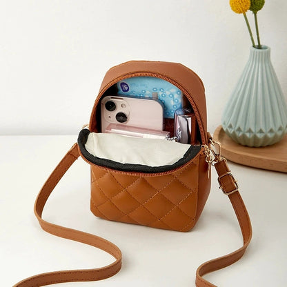 Mini Quilted Small Bag Women Crossbody Phone Bag Lock Design