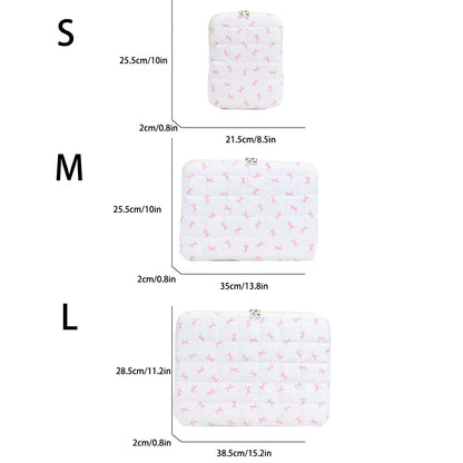 Simplicity Leisure Quilted Briefcase Bow Print Oxford Laptop Sleeve Shockproof Zipper Multi-Size