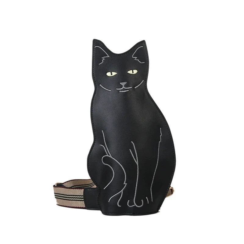Black Cat Crossbody Bag – Novelty PU Leather Women's Purse