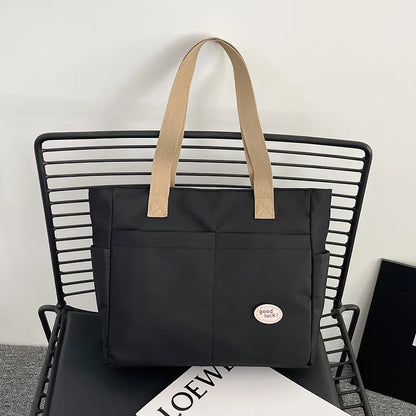 Large Capacity Canvas Tote Bag Casual Multi-Compartment Work Shoulder Bag Women Travel Work Commuter