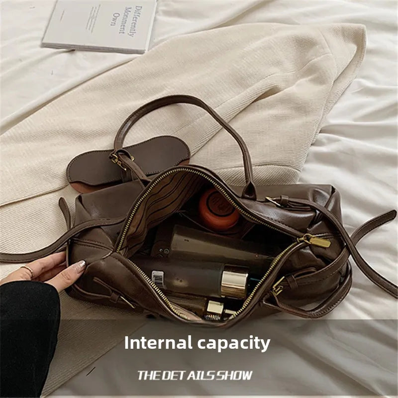 Daily Use Soft Leather Tote Bag Texture Handbags Shoulder Armpit Women S Bag - Soft