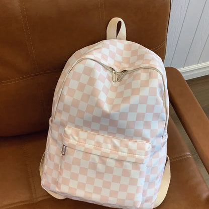 Checkerboard Laptop Backpack Women - Print Crossbody Set Multi Pocket Adjustable Straps Campus