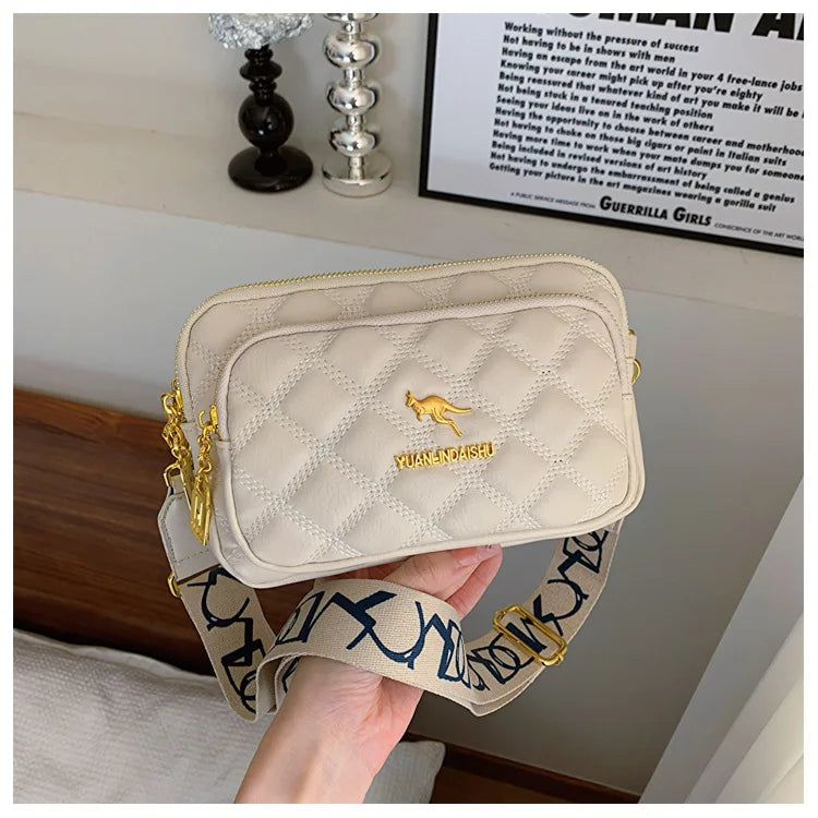 Quilted Leather Crossbody Bag – Large Capacity Shoulder Purse for Women