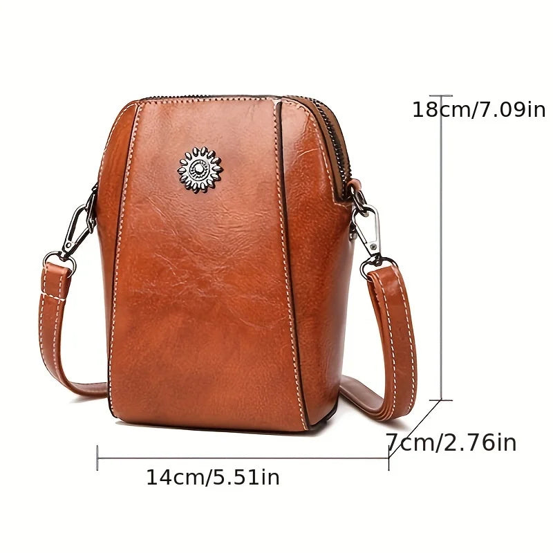 Soft Leather Mobile Phone Bag Women Mini Vertical Style Small Bag Putting Mobile Phones Purse - Soft