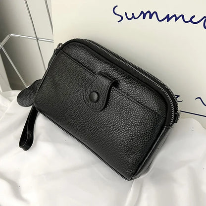 Leather Handhold Female Casual Shoulder Crossbody Bag Mobile Phone Change Storage Wallet