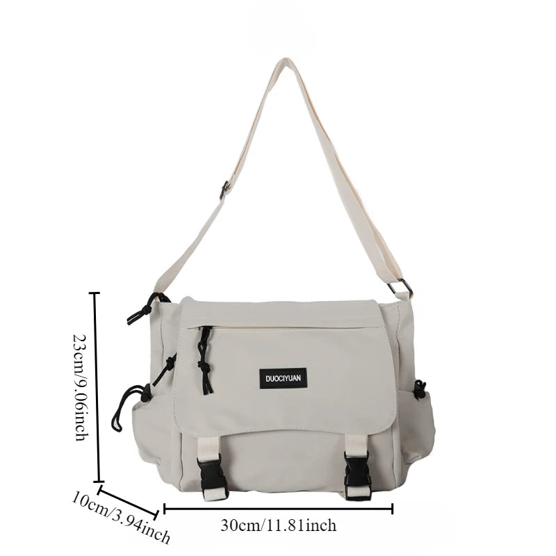 Korean Workwear Style Letter Shoulder Bag Hong Kong Style Retro Versatile Casual Student Plug-In