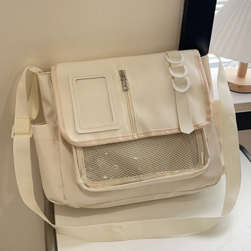 Y2k Japanese Harajuku School Bags Girls Transparent Itabag Shoulder Crossbody Bag Diy Badges Display