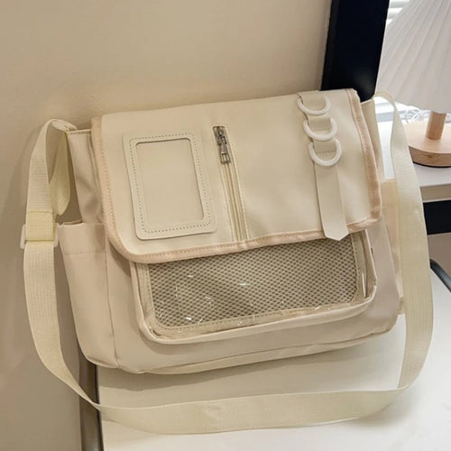 Y2k Japanese Harajuku School Bags Girls Transparent Itabag Shoulder Crossbody Bag Diy Badges Display