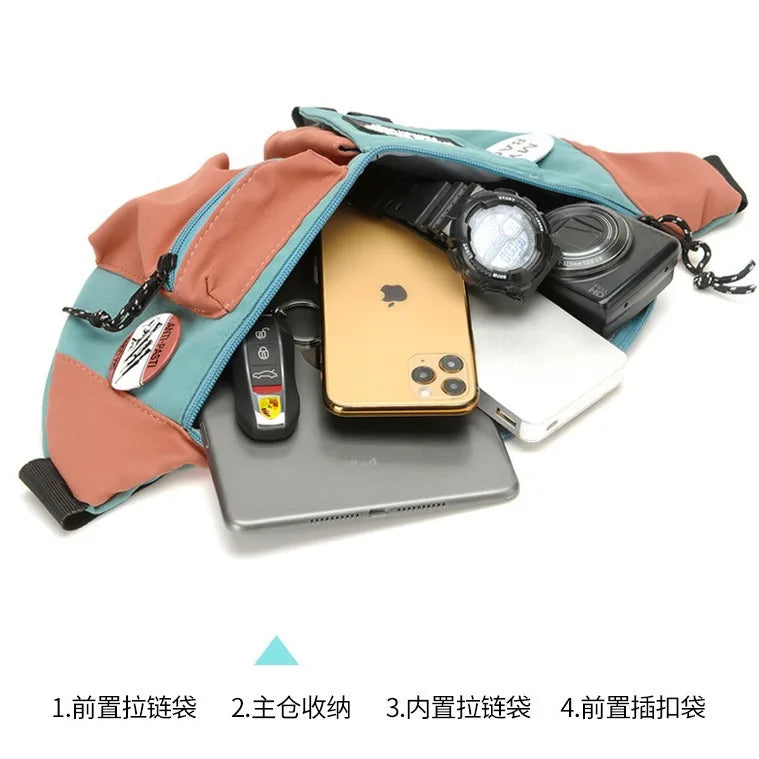 Men S Mobile Phone Storage Cross-Body Weight Reduction Sports Chest Bag Canvas Ultra Light Large