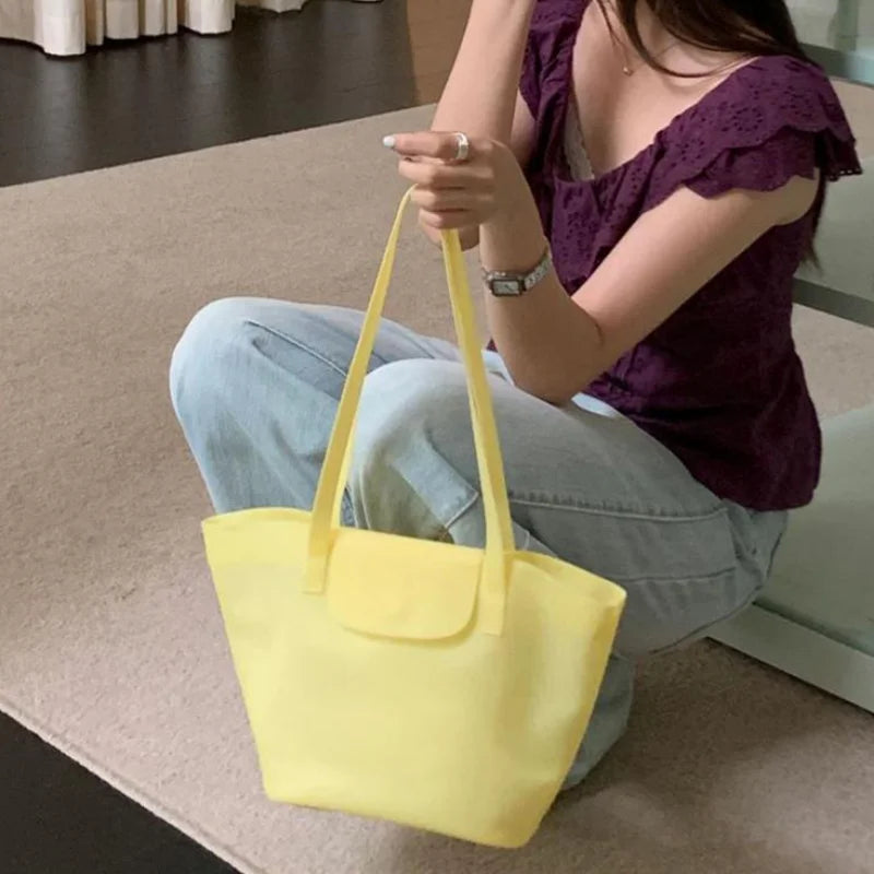 Summer Transparent Jelly Shoulder Bag Trendy Niche Macaron-Colored Handbag Simple Commuter Tote