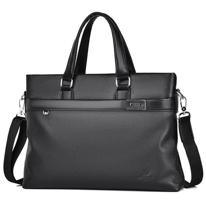 Genuine Leather Portable Large-Capacity File Storage Computer Crossbody Bag