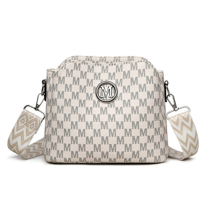 Monogram Crossbody Bag for Women – Retro Faux Leather Shoulder Bag