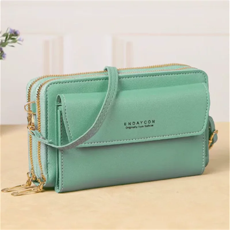Multi-Zipper Crossbody Bag – Women's PU Leather Phone Purse & Clutch Wallet