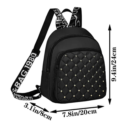 Elegant Quilted Rivet Mini Backpack Spacious Inner Storage