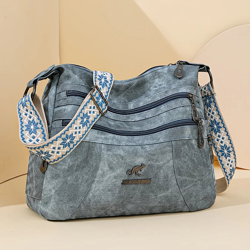 Vintage Shoulder Bag – Multi Layer Faux Leather Crossbody Handbag for Women