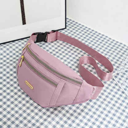 Leisure Simple Unisex Waist Bag Nylon Solid Color Chest Waterproof Wear-Resistant Lightweight