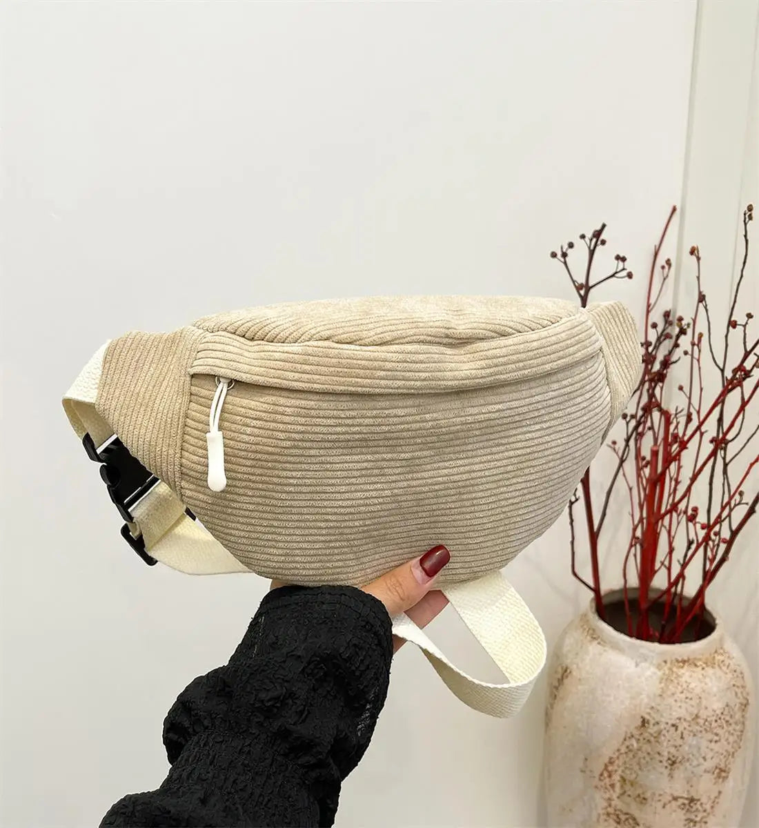 Homefish Casual Corduroy Belt Bags Women Fanny Pack Female Banana Waist Bag Hip Purse Shoulder