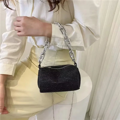 Rhinestone Tote Bag Stylish Sparkling Chain Ball Shoulder Bags