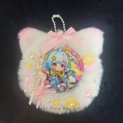 Plush Cat Ear Itabag Badge Stand – Handmade Anime Pin Holder