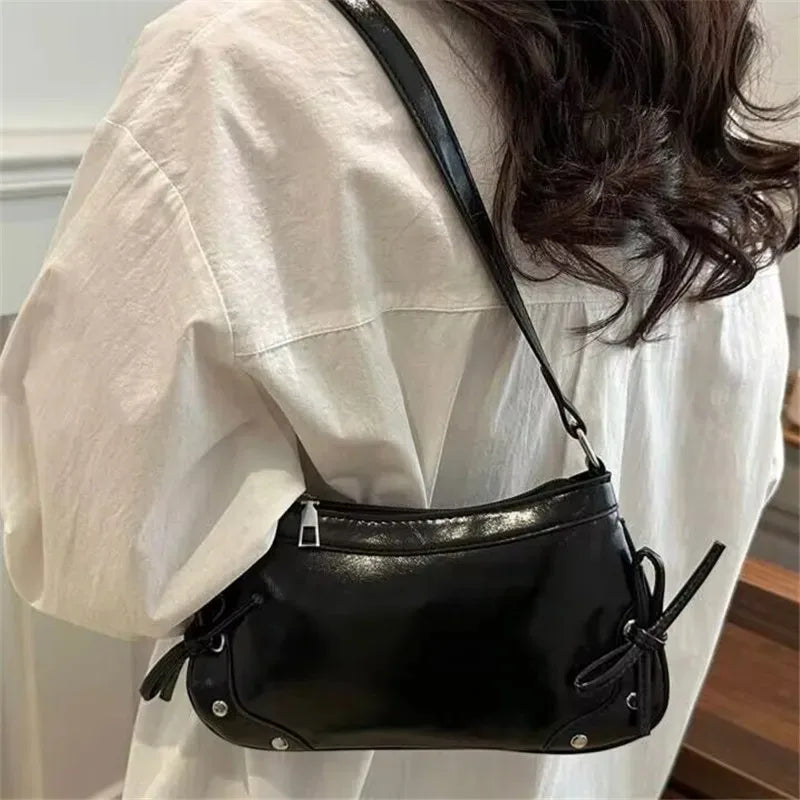 Bow Underarm Bag – Soft Leather Shoulder & Crossbody Purse