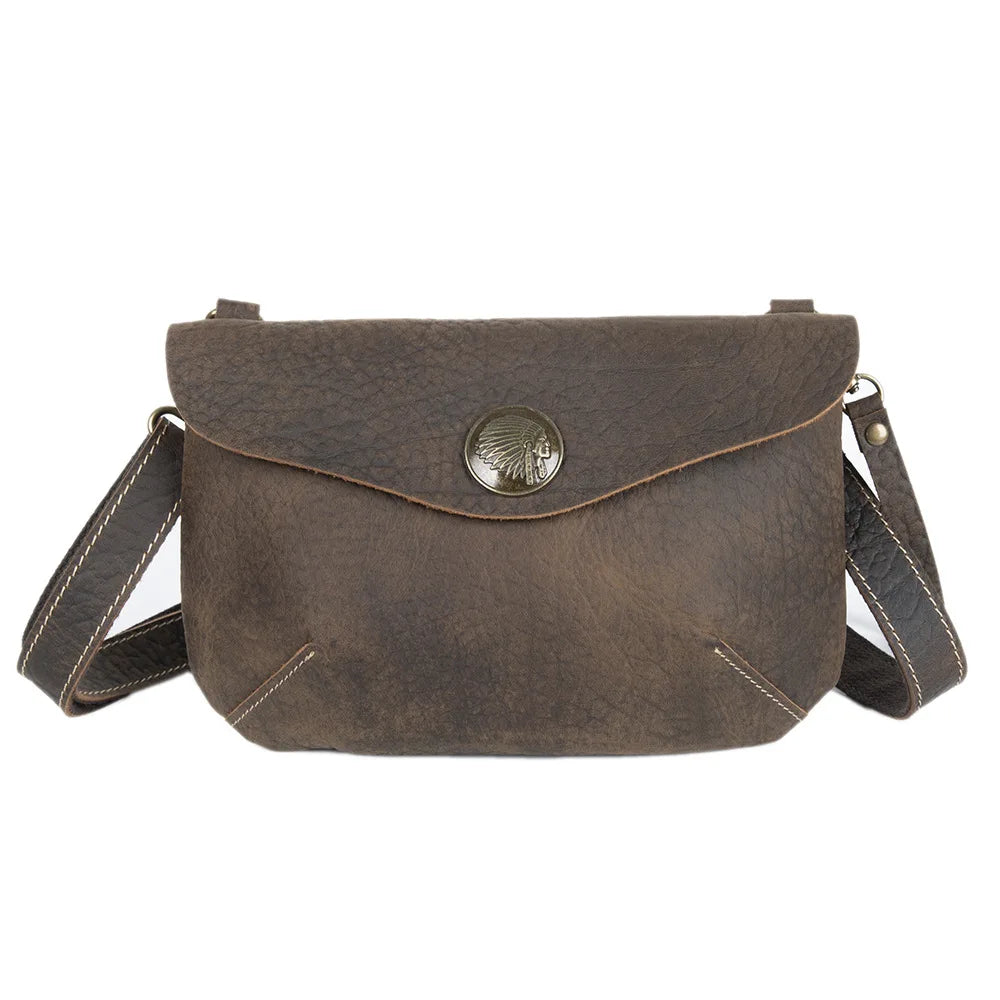 Handcrafted Retro Crazy Horse Leather Single-Shoulder Bag Genuine Leather Multi-Functional Men S