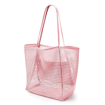 Lightweight Mesh Large Capacity Tote Bag Breathable Openwork Women Shoulder Purse